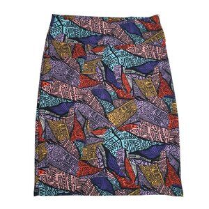 LuLaRoe Cassie Womens XL Geometric Pattern Pencil Skirt Fashion Colorful Stretch